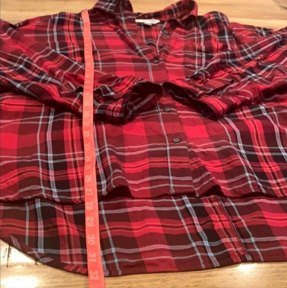 Old Navy Red/Pink Plaid The Boyfriend Shirt Plus Size Women's XXL 100% Cotton - Picture 2 of 6